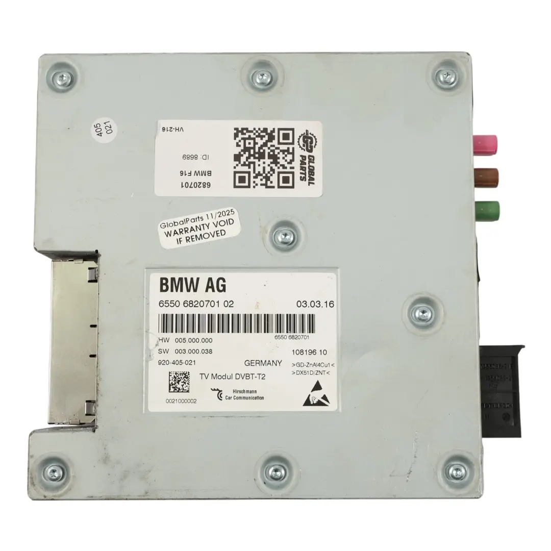 Modulo Ricevitore Sintonizzatore TV Multimediale ECU per BMW X6 F16 con numero di parte 6820701 BMW X6 F16 Modulo Ricevitore Sintonizzatore TV Multimediale ECU - SKU 6820701 - Numero di parte 6820701