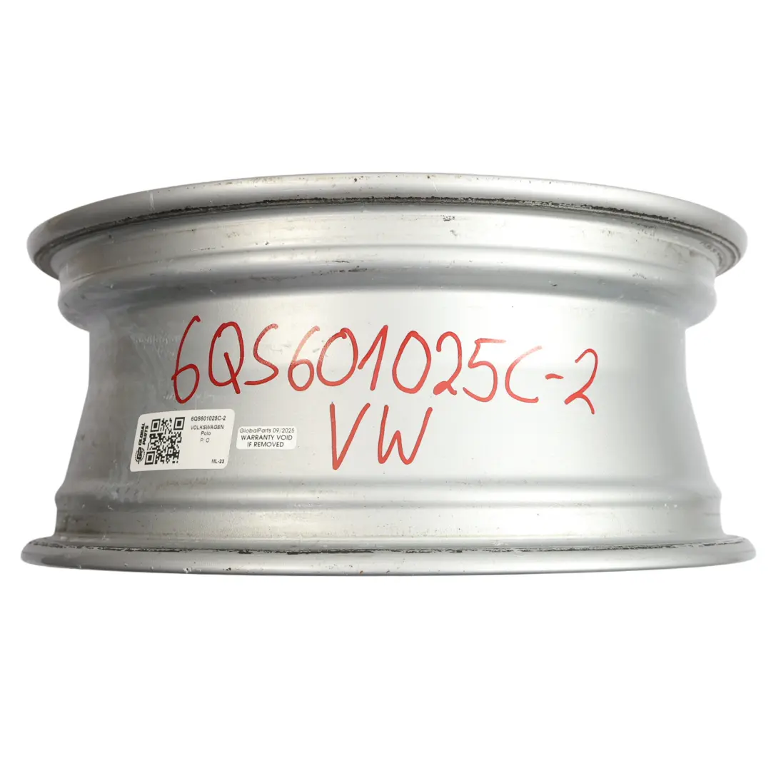 Volkswagen Polo 6C Silberne Leichtmetallfelge Alufelge 15" 6J ET:40 - SKU 6QS601025C-2 - Teilenummer 6QS601025C