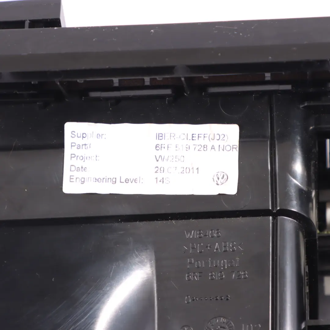 VW Polo 6R Plaque Avant Bouche Aération Centrale Climatisation Sortie 6RF519728A - SKU 6R0819728AH - Numéro de pièce 6R0819728AH