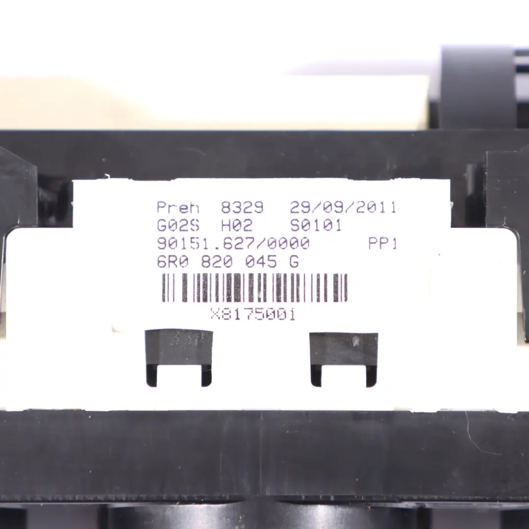 VW Polo Mk5 6R A/C Klima Anlage Heizung Klima Steuerung Schalttafel - SKU 6R0820045G - Teilenummer 6R0820045G