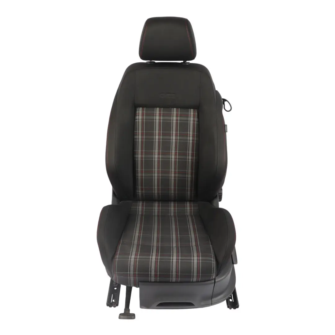 VW Volkswagen Polo 6R GTI 3D Front Seat Fabric Cloth Titan Black Red Left N/S - SKU 6R0881805FF - Part number 6R0881805FF