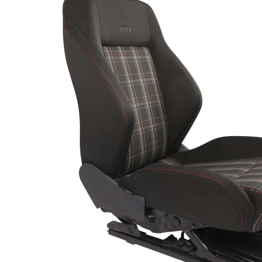 VW Volkswagen Polo 6R GTI 3D Front Seat Fabric Cloth Titan Black Red Left N/S - SKU 6R0881805FF - Part number 6R0881805FF