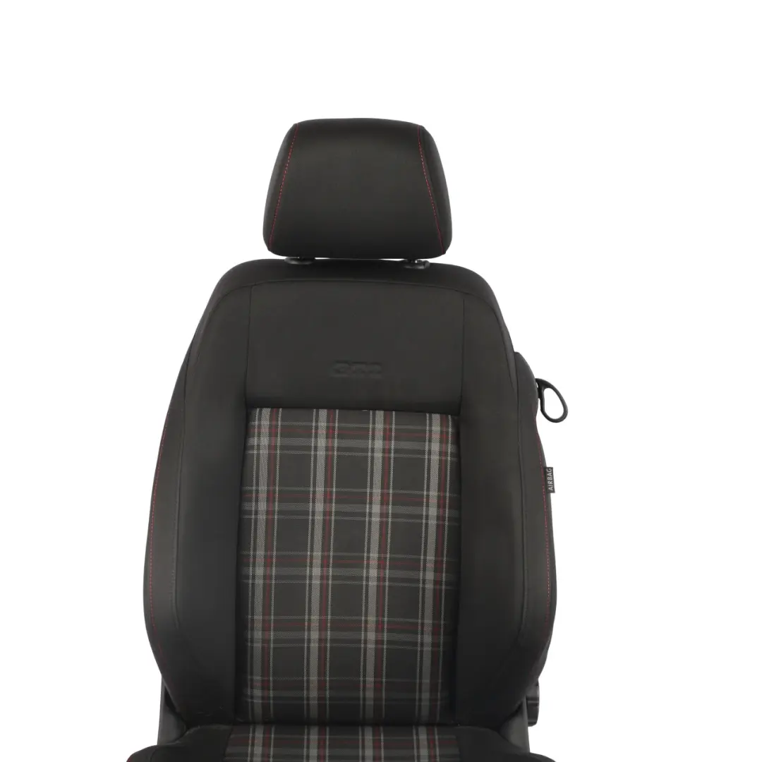 VW Volkswagen Polo 6R GTI 3D Front Seat Fabric Cloth Titan Black Red Left N/S - SKU 6R0881805FF - Part number 6R0881805FF