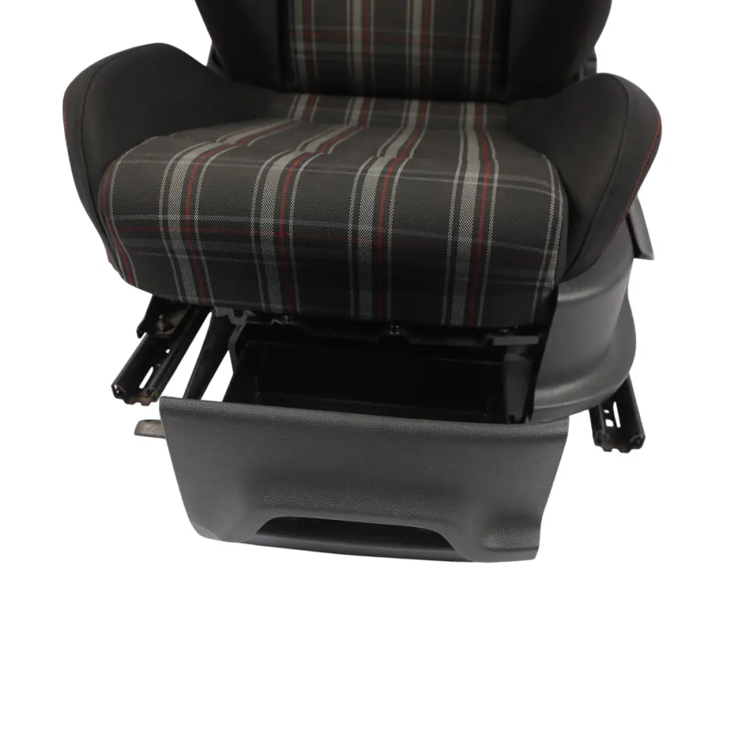 VW Volkswagen Polo 6R GTI 3D Front Seat Fabric Cloth Titan Black Red Left N/S - SKU 6R0881805FF - Part number 6R0881805FF