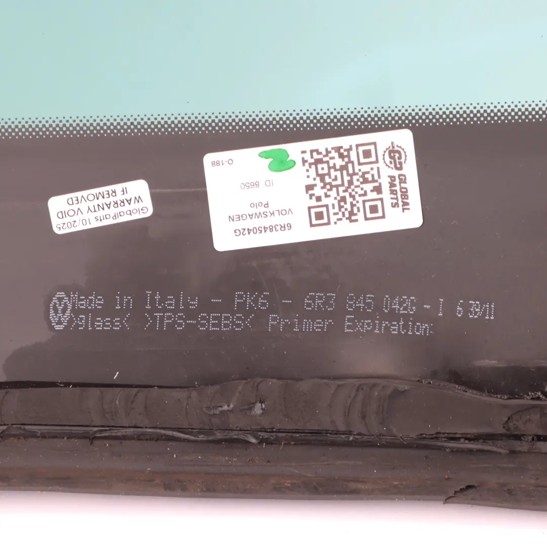 Window Glass Quarter 65% Tinted Rear Right O/S to Volkswagen VW Polo 6R with Part number 6R3845042G Volkswagen VW Polo 6R Window Glass Quarter 65% Tinted Rear Right O/S - SKU 6R3845042G - Part number 6R3845042G