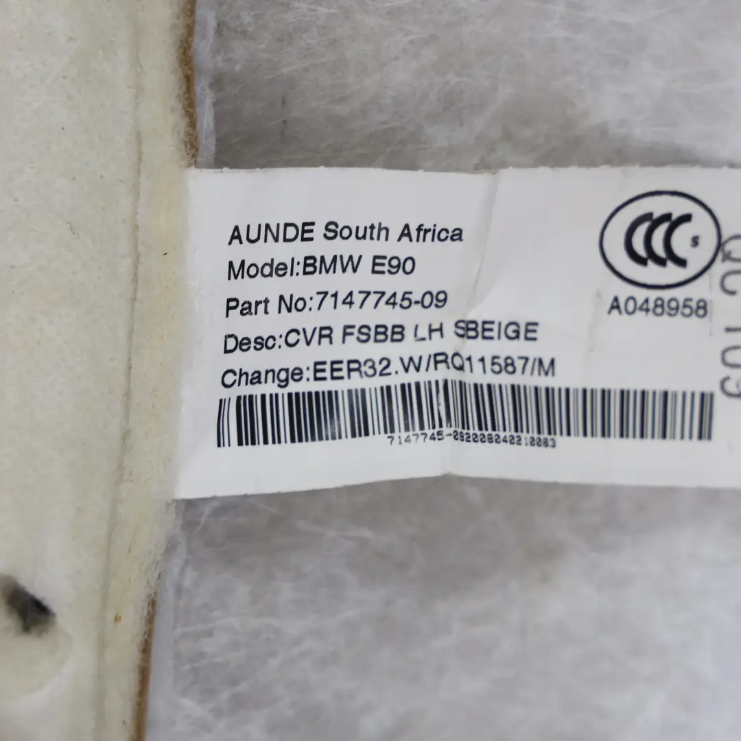 BMW E90 E91 Schienale Sedile Anteriore Sinistro Interni In Pelle Dakota Beige - SKU 7147745-4 - Numero di parte 7147745