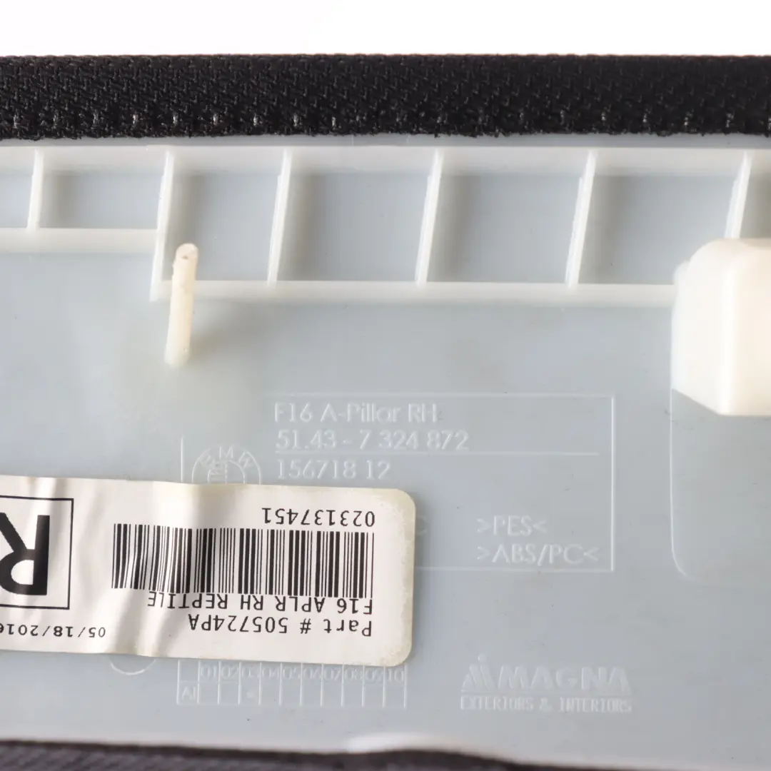 Column A Front Right O/S Pillar Trim Black 7324872 to BMW F16 F86 Cover with Part number 8061362 BMW F16 F86 Cover Column A Front Right O/S Pillar Trim Black 7324872 - SKU 8061362 - Part number 8061362