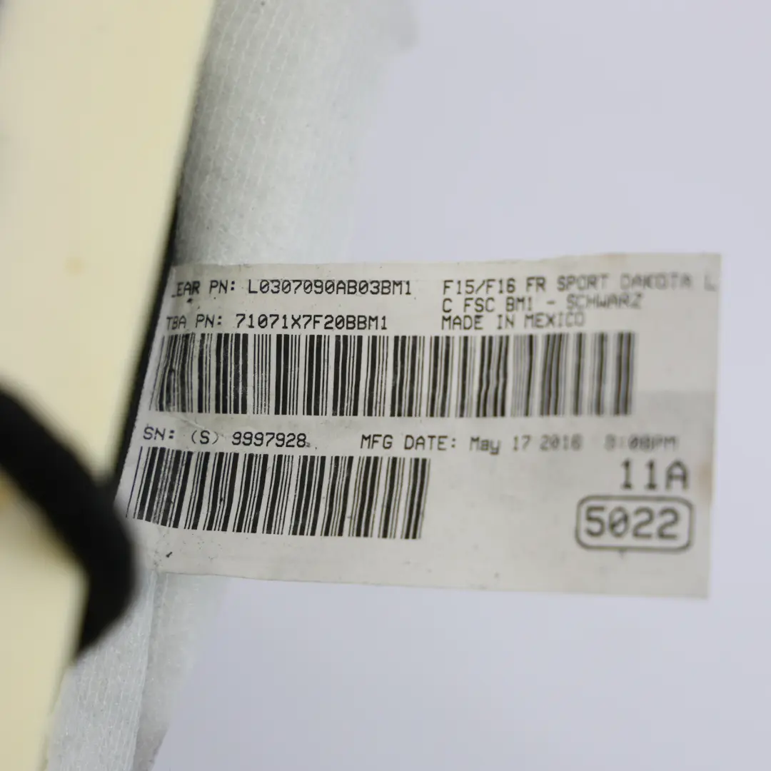 Bezug Sport Vordersitz Beheizt Leder Dakota Schwarz für BMW X5 F15 X6 F16 mit Teilenummer 7450822 BMW X5 F15 X6 F16 Bezug Sport Vordersitz Beheizt Leder Dakota Schwarz - SKU 7450822 - Teilenummer 7450822