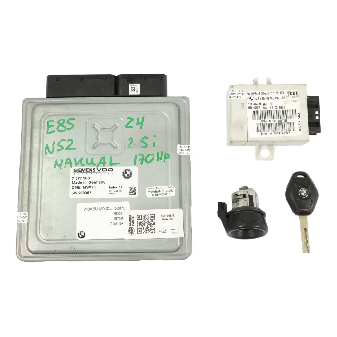 BMW E60 E90 Z4 E85 N52 323i 523i 177CH Kit Calculateur Moteur DME Manuel - SKU 7577968-5 - Numéro de pièce 7577968