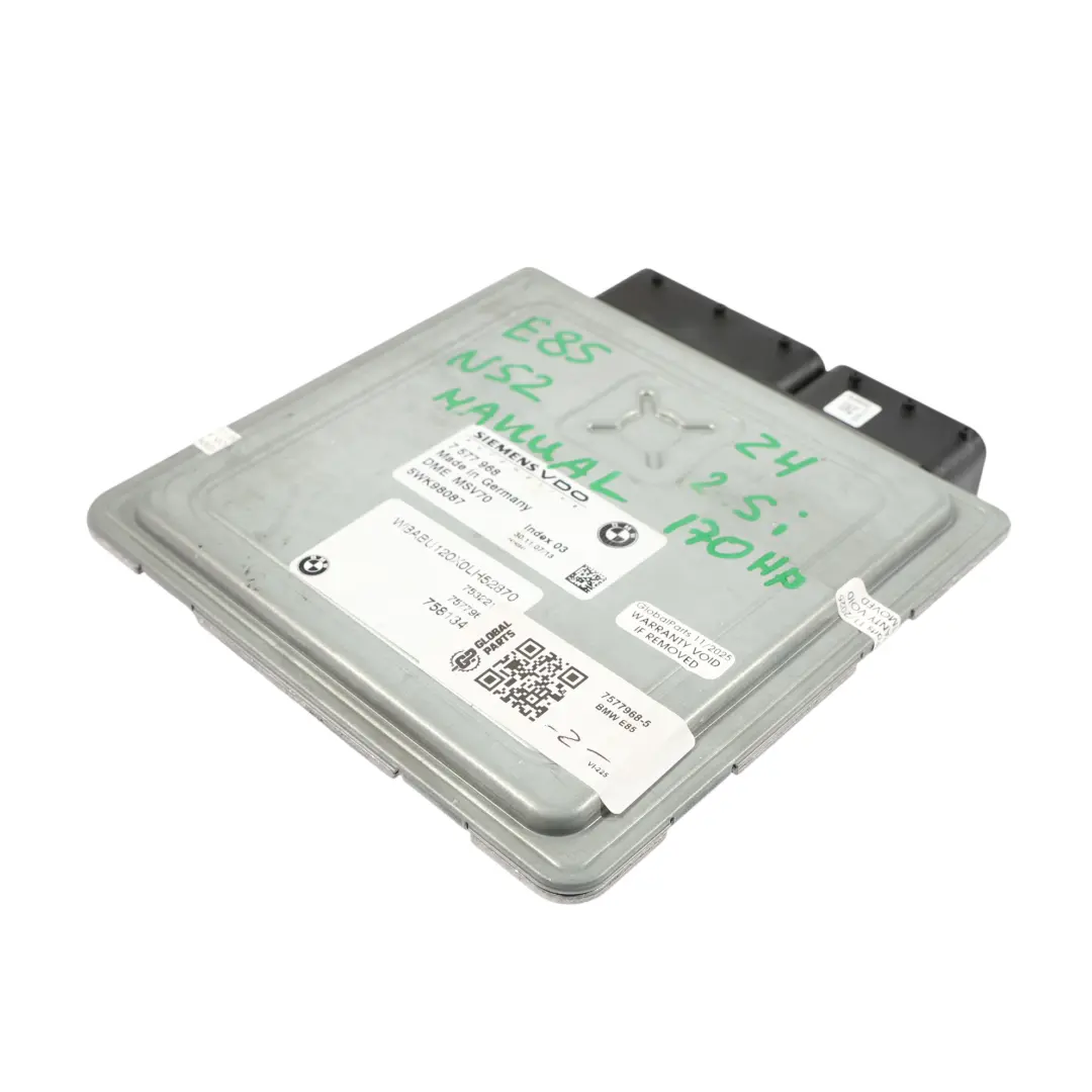 N52 323i 523i 177HP Engine Control ECU DME Kit Manual to BMW E60 E90 Z4 E85 with Part number 7577968 BMW E60 E90 Z4 E85 N52 323i 523i 177HP Engine Control ECU DME Kit Manual - SKU 7577968-5 - Part number 7577968