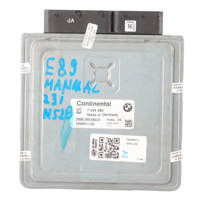 BMW Z4 E89 2.3i N52N 258HP N52 Engine Control Unit ECU Kit DME Manual - SKU 7594483-5 - Part number 7594483
