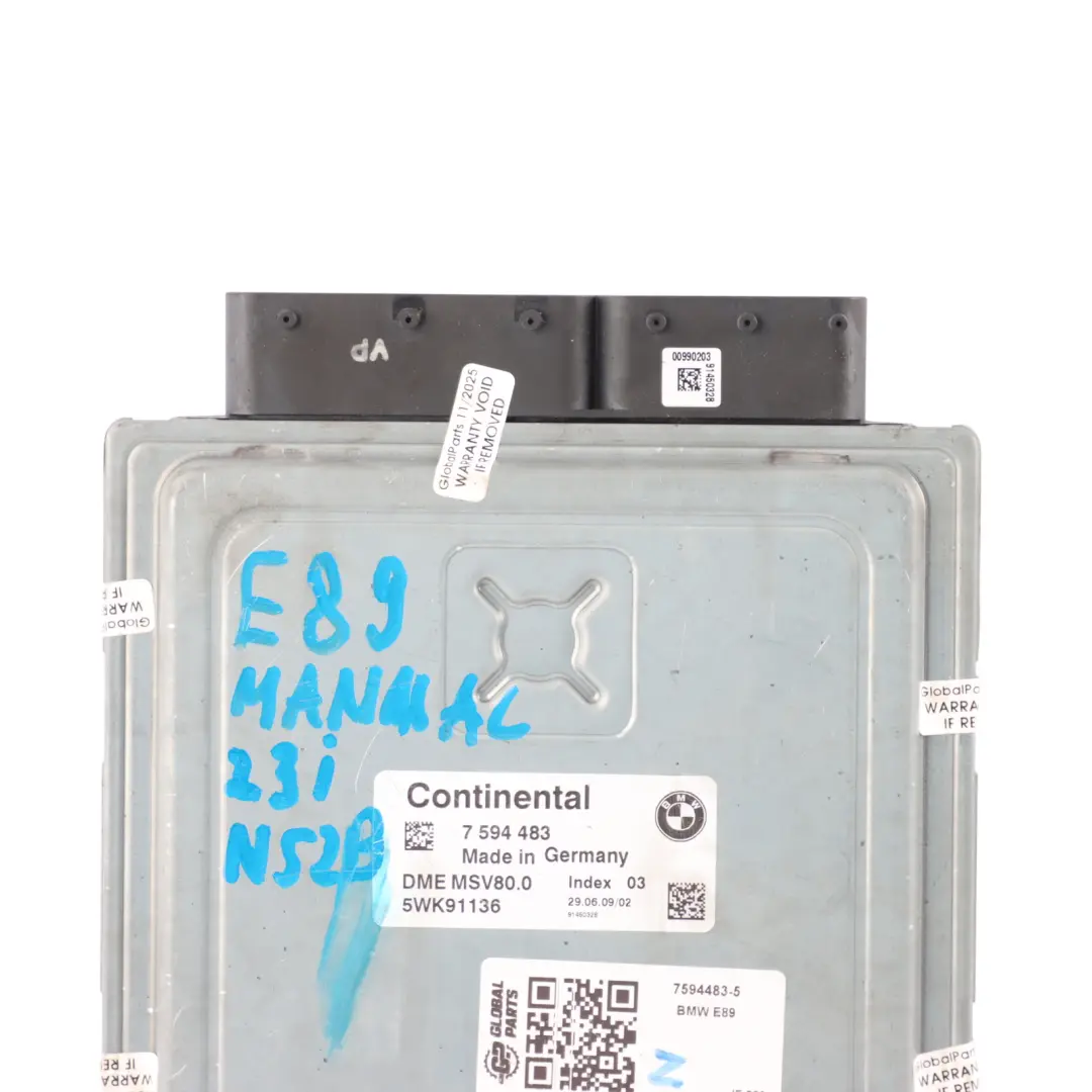 BMW Z4 E89 2.3i N52N 258HP N52 Engine Control Unit ECU Kit DME Manual - SKU 7594483-5 - Part number 7594483