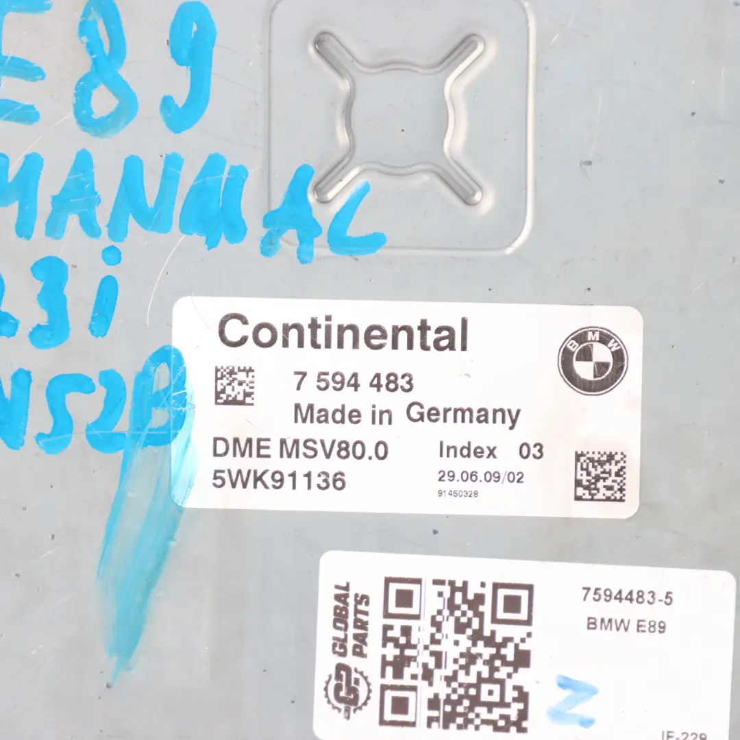 2.3i N52N 258HP N52 Engine Control Unit ECU Kit DME Manual to BMW Z4 E89 with Part number 7594483 BMW Z4 E89 2.3i N52N 258HP N52 Engine Control Unit ECU Kit DME Manual - SKU 7594483-5 - Part number 7594483