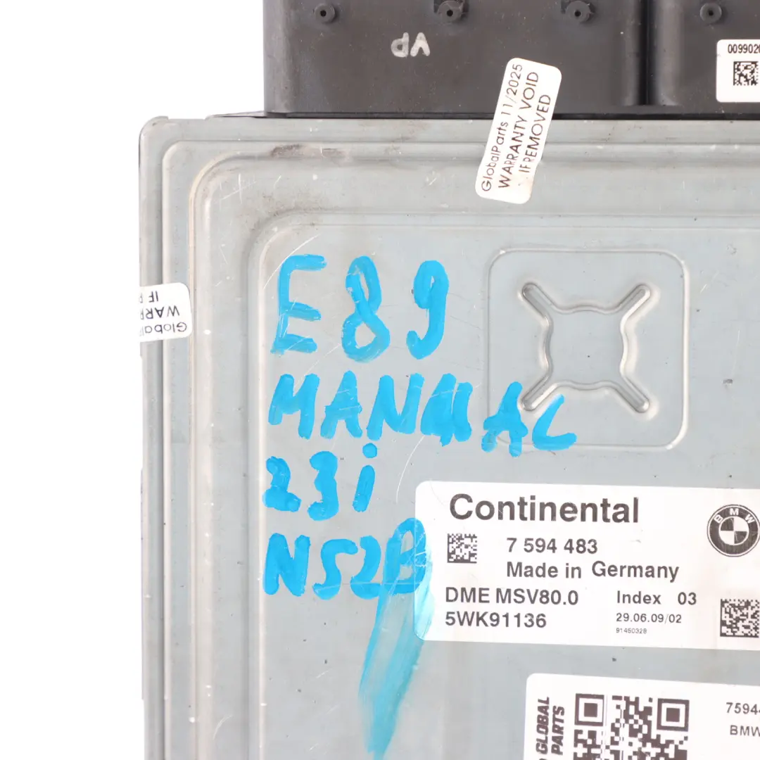 2.3i N52N 258HP N52 Engine Control Unit ECU Kit DME Manual to BMW Z4 E89 with Part number 7594483 BMW Z4 E89 2.3i N52N 258HP N52 Engine Control Unit ECU Kit DME Manual - SKU 7594483-5 - Part number 7594483