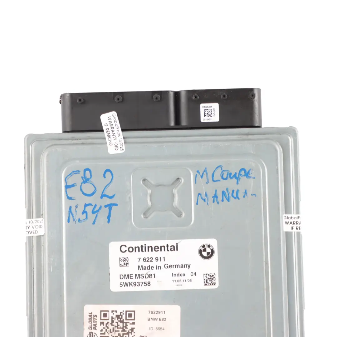 N54T 340HP Petrol Engine Control Module Unit ECU Manual to BMW E82 M Coupe with Part number 7616431 BMW E82 M Coupe N54T 340HP Petrol Engine Control Module Unit ECU Manual - SKU 7622911 - Part number 7616431