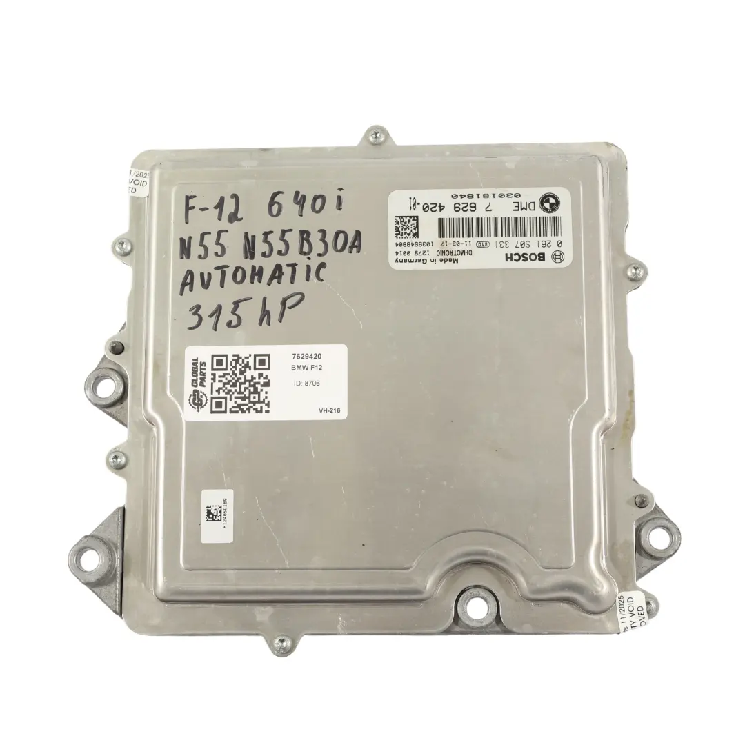 N55 315HP ECU Silnika DME Automat do BMW F10 F11 F12 540i 640i o numerze 7629420 BMW F10 F11 F12 540i 640i N55 315HP ECU Silnika DME Automat - SKU 7629420 - Numer Części 7629420