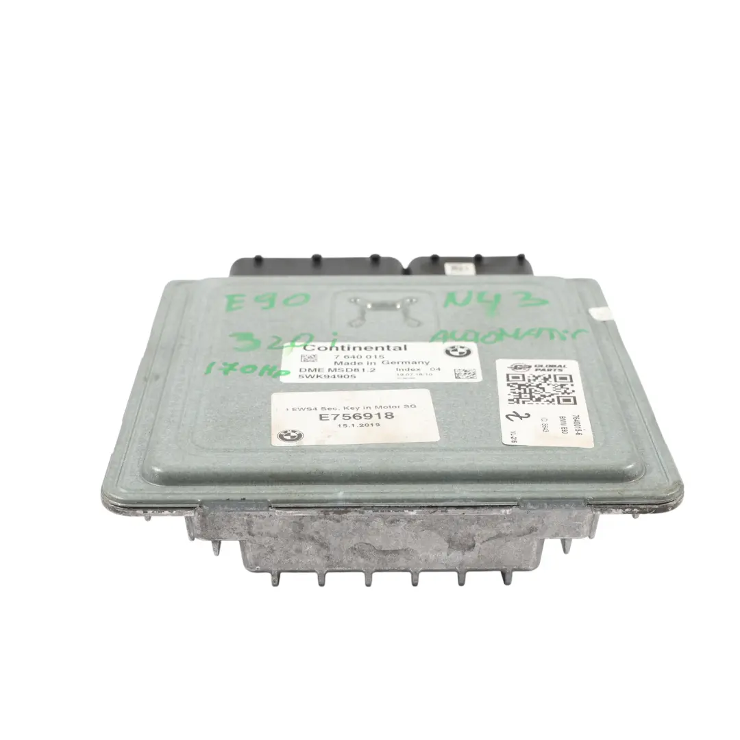 N43 170HP Unidad Control Motor ECU DME Automático para BMW E90 E91 E92 320I con número de pieza 7640015 BMW E90 E91 E92 320I N43 170HP Unidad Control Motor ECU DME Automático - SKU 7640015-6 - Número de pieza 7640015