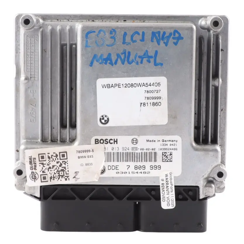 2.0sd N47 177HP Engine Control Module Unit ECU DDE Manual to BMW X3 E83 LCI with Part number 7809999 BMW X3 E83 LCI 2.0sd N47 177HP Engine Control Module Unit ECU DDE Manual - SKU 7809999-5 - Part number 7809999