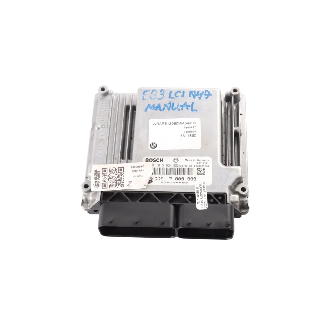 2.0sd N47 177HP Engine Control Module Unit ECU DDE Manual to BMW X3 E83 LCI with Part number 7809999 BMW X3 E83 LCI 2.0sd N47 177HP Engine Control Module Unit ECU DDE Manual - SKU 7809999-5 - Part number 7809999