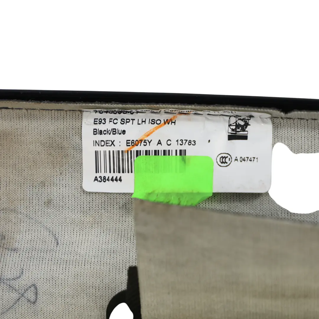 BMW E93 Asiento Delantero Base Sport Calefactable Funda Cuero Negro Izquierda - SKU 7843079 - Número de pieza 7843079