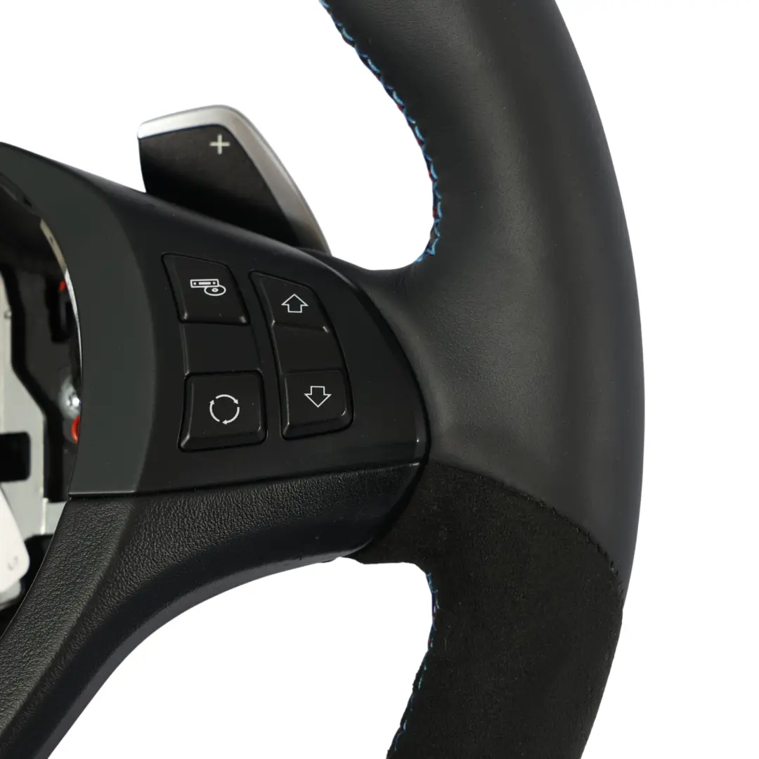 NUEVO M Sport Negro Cuero / Alcantara Volante M-tricolored para BMW X5 E70 LCI X6 E71 con número de pieza 7846670 BMW X5 E70 LCI X6 E71 NUEVO M Sport Negro Cuero / Alcantara Volante M-tricolored - SKU 7846670-1 - Número de pieza 7846670