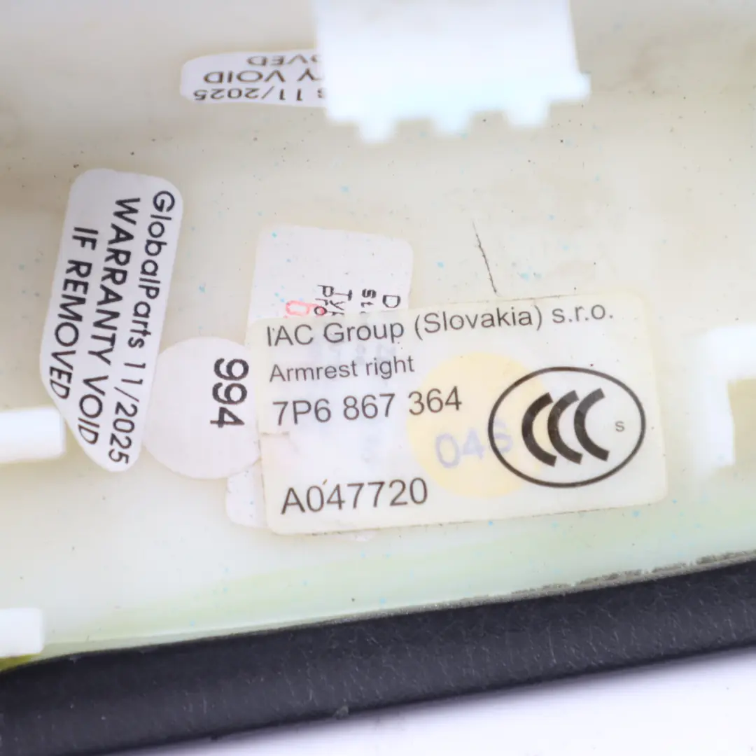 VW Touareg 7P Door Card Panel Armrest Cover Trim Rear Right O/S Black 7P6867364 - SKU 7P6868140D - Part number 7P6868140D