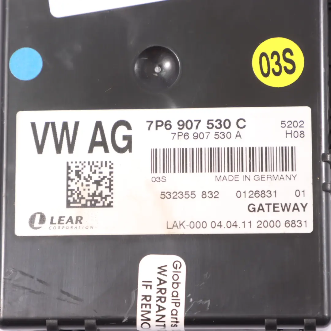 VW Volkswagen Touareg 7P MK2 Module De Commande ECU De Passerelle - SKU 7P6907530C - Numéro de pièce 7P6907530C