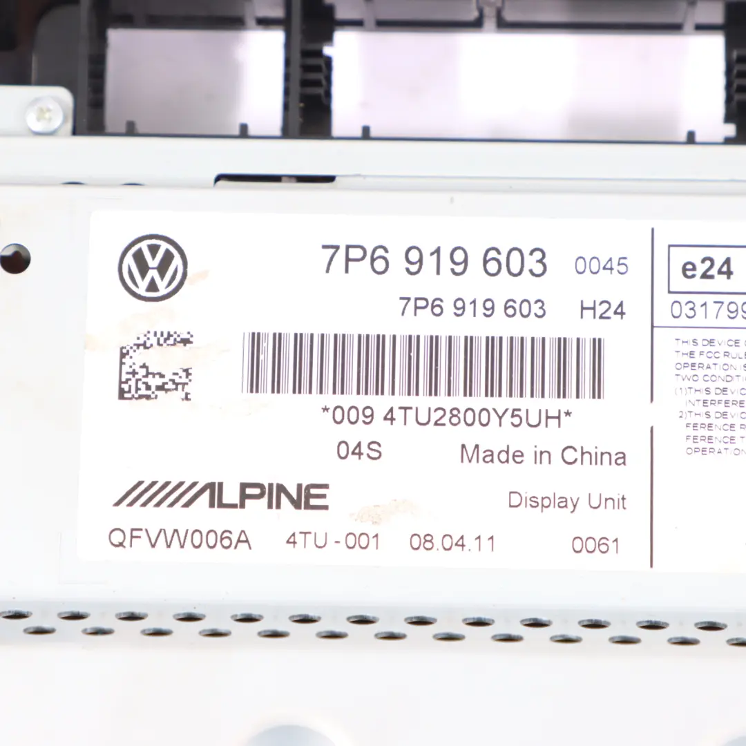 7P Panneau D'Affichage Multimédia Du Tableau De Bord pour VW Touareg à propos du numéro de pièce 7P6919603 VW Touareg 7P Panneau D'Affichage Multimédia Du Tableau De Bord - SKU 7P6919603 - Numéro de pièce 7P6919603