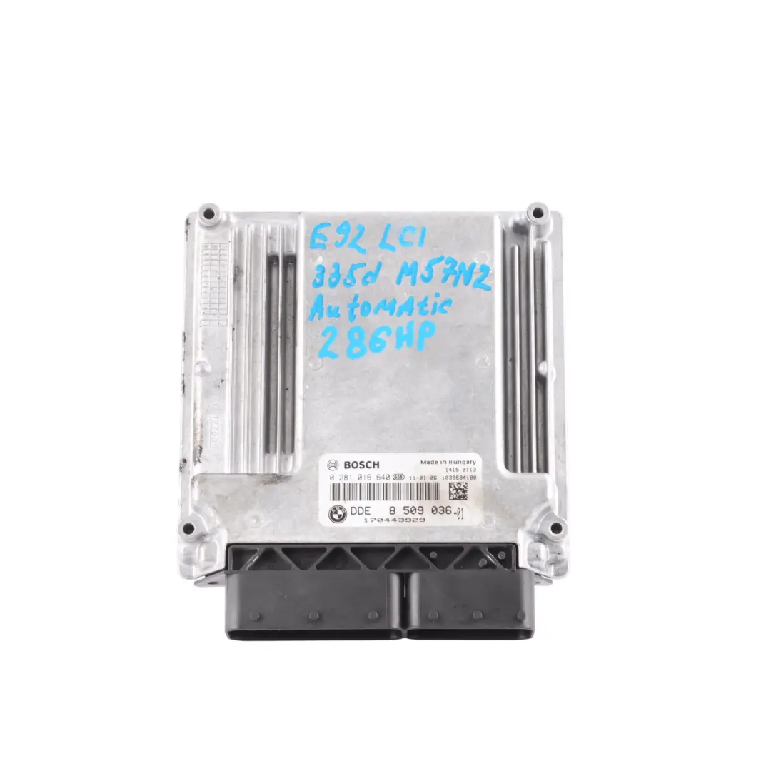 M57N2 285HP Engine Control ECU DDE Kit Automatic to BMW E60 LCI E90 E91 E92 with Part number 8509036 BMW E60 LCI E90 E91 E92 M57N2 285HP Engine Control ECU DDE Kit Automatic - SKU 8509036-6 - Part number 8509036