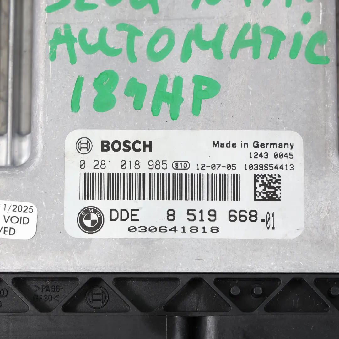 N47N 184HP Engine Control ECU Kit DDE Automatic to BMW E90 E91 LCI 320d with Part number 8519668 BMW E90 E91 LCI 320d N47N 184HP Engine Control ECU Kit DDE Automatic - SKU 8519668-4 - Part number 8519668