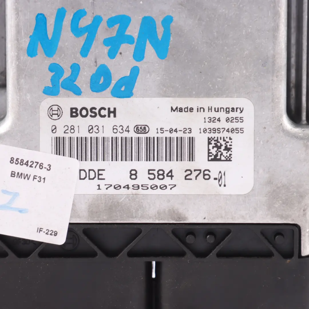 N47N 163HP Engine Control ECU DDE Automatic to BMW F30 F31 320d ed Diesel with Part number 8584276 BMW F30 F31 320d ed Diesel N47N 163HP Engine Control ECU DDE Automatic - SKU 8584276-3 - Part number 8584276