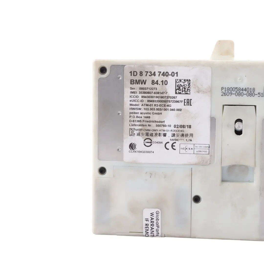 Telematics Module Bluetooth Telephone Control Unit to BMW X1 F48 F45 G30 with Part number 8734740 BMW X1 F48 F45 G30 Telematics Module Bluetooth Telephone Control Unit - SKU 8734740-1 - Part number 8734740