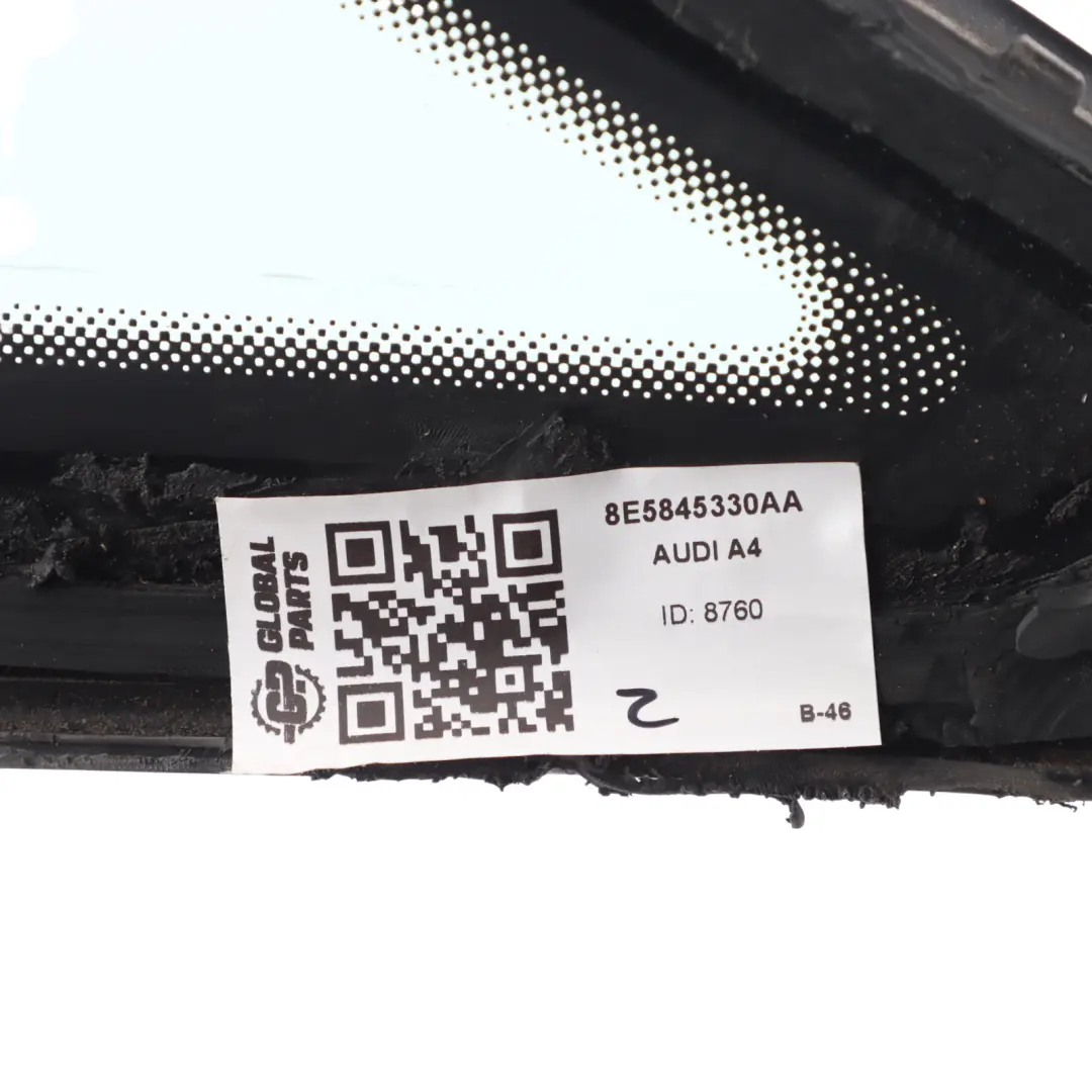 Seite Viertel Glas FensterHinten Links AS2 für Audi A4 B7 mit Teilenummer 8E5845299AA Audi A4 B7 Seite Viertel Glas FensterHinten Links AS2 - SKU 8E5845299AA - Teilenummer 8E5845299AA