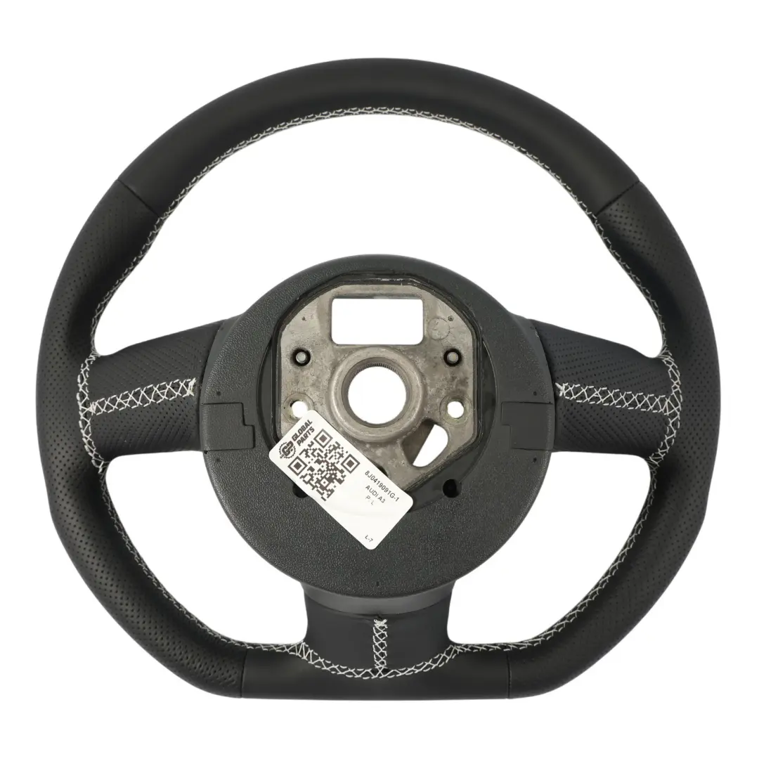 Lenkrad NEU Schwarzes Leder Flacher Boden Weißes Gewinde für Audi A3 8P mit Teilenummer 8J0419091G Audi A3 8P Lenkrad NEU Schwarzes Leder Flacher Boden Weißes Gewinde - SKU 8J0419091G-1 - Teilenummer 8J0419091G