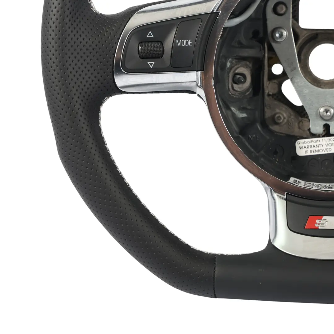 Audi A3 8P Volante NUOVO In Pelle Nera Fondo Piatto Filo Bianco - SKU 8J0419091G-1 - Numero di parte 8J0419091G