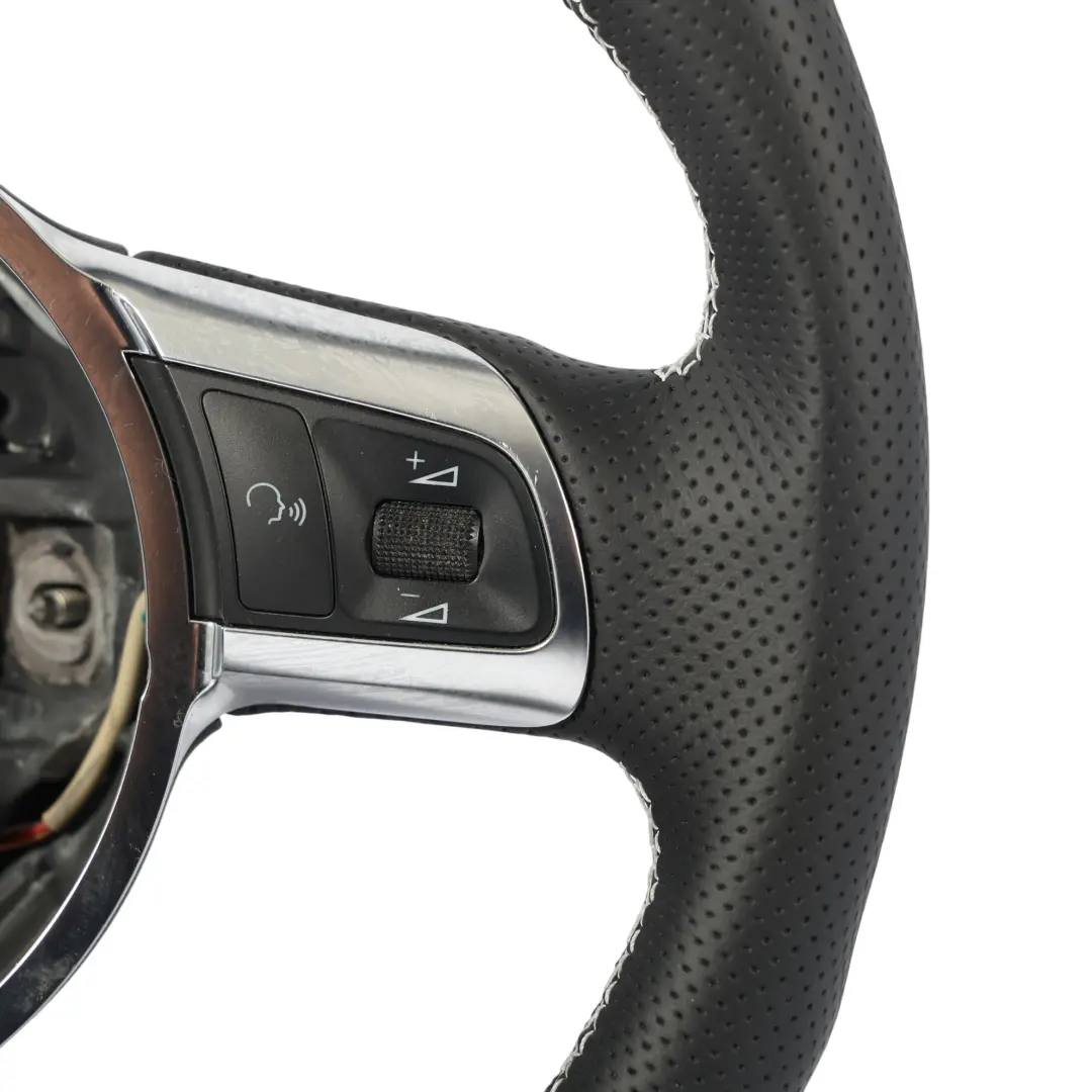 Audi A3 8P Steering Wheel NEW Black Leather Flat Bottom White Thread - SKU 8J0419091G-1 - Part number 8J0419091G