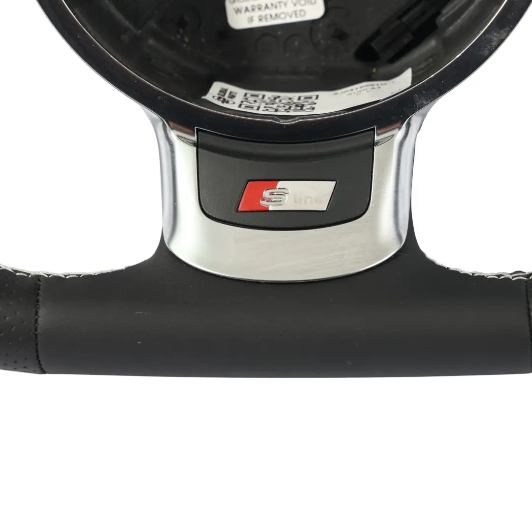 Audi A3 8P Lenkrad NEU Schwarzes Leder Flacher Boden Weißes Gewinde - SKU 8J0419091G-1 - Teilenummer 8J0419091G