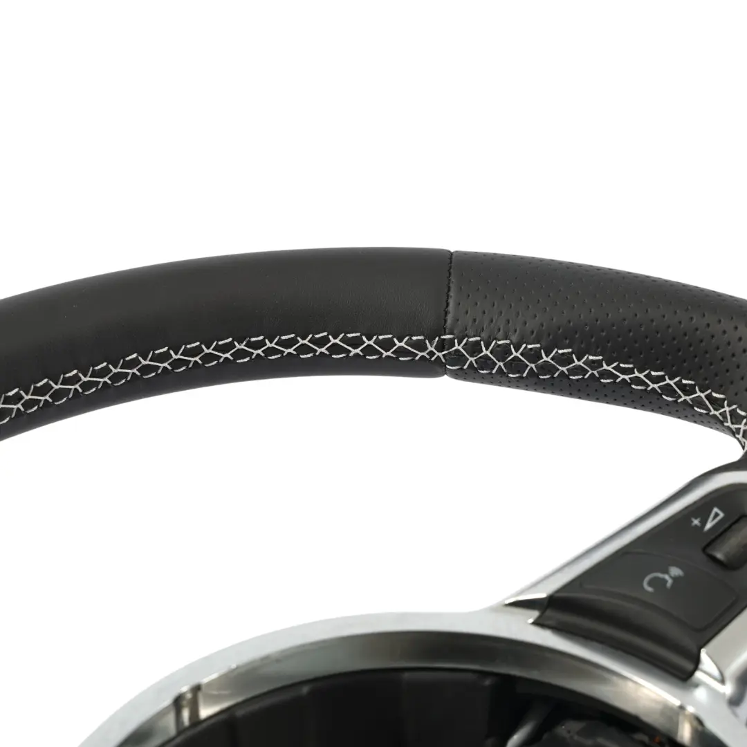 Audi A3 8P Steering Wheel NEW Black Leather Flat Bottom White Thread - SKU 8J0419091G-1 - Part number 8J0419091G