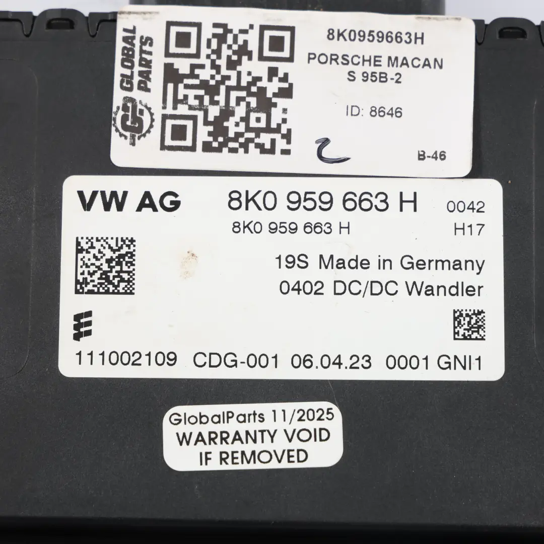 Start Stop Voltage Stabilizer Converter Module to Porsche Macan 95B with Part number 8K0959663H Porsche Macan 95B Start Stop Voltage Stabilizer Converter Module - SKU 8K0959663H - Part number 8K0959663H