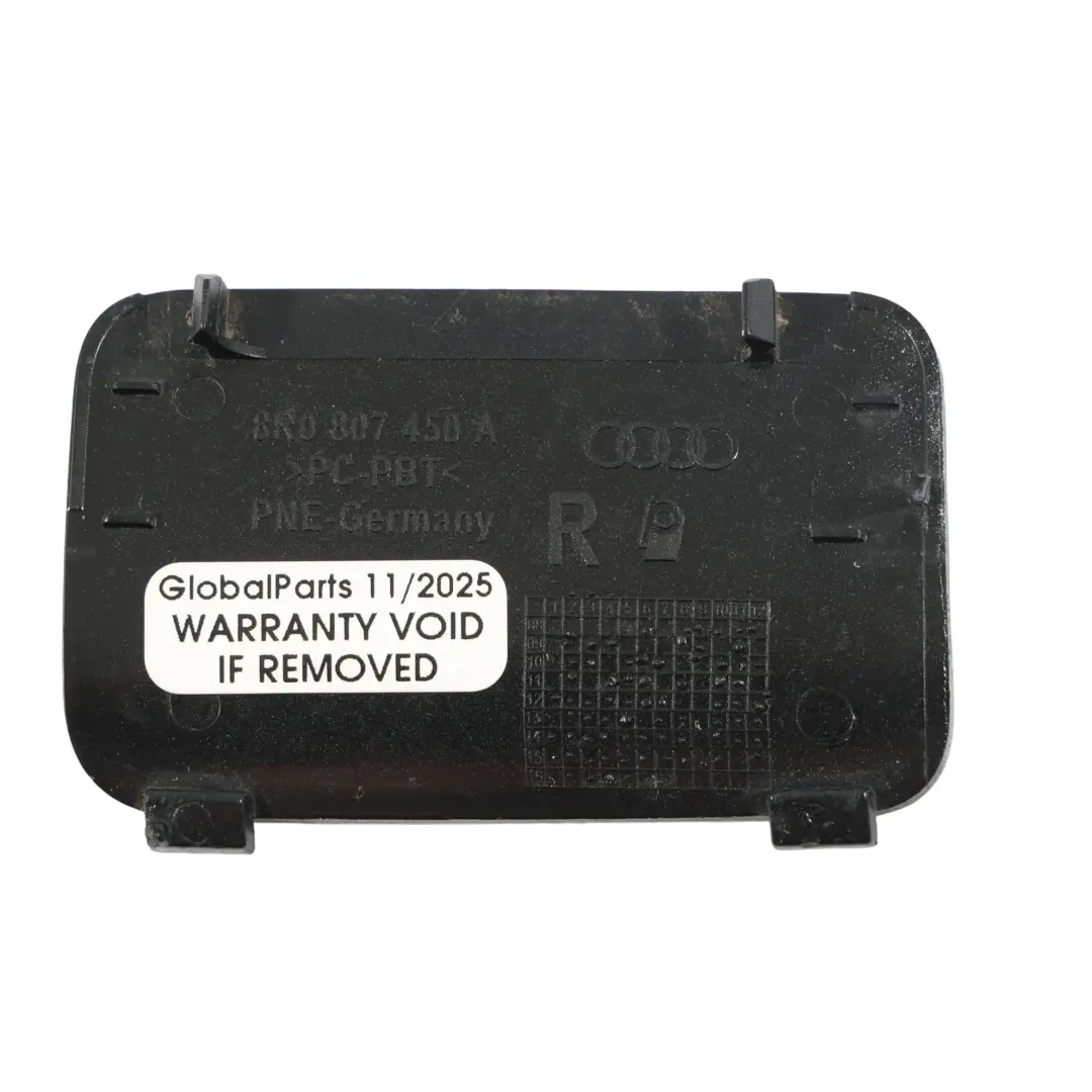 Paraurti Posteriore Gancio Traino Copertura Destro Nero Mitico - Y9T per Audi Q5 8R con numero di parte 8R0807450A Audi Q5 8R Paraurti Posteriore Gancio Traino Copertura Destro Nero Mitico - Y9T - SKU 8R0807450A-MYB - Numero di parte 8R0807450A
