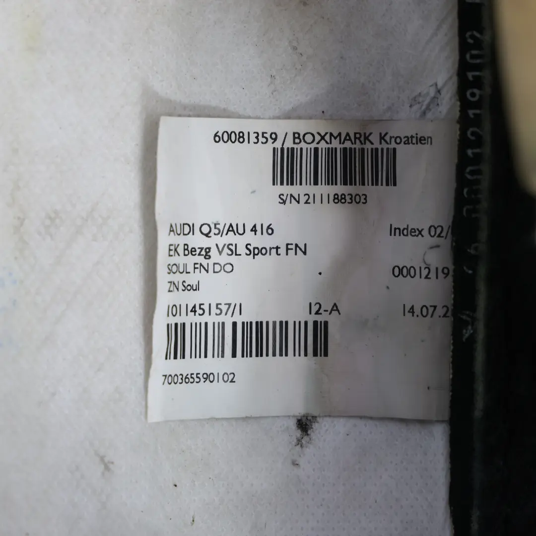 Audi Q5 8R Vordersitz Basis Unten Beheizt Links Leder - SKU 8R0881405AT - Teilenummer 8R0881405AT