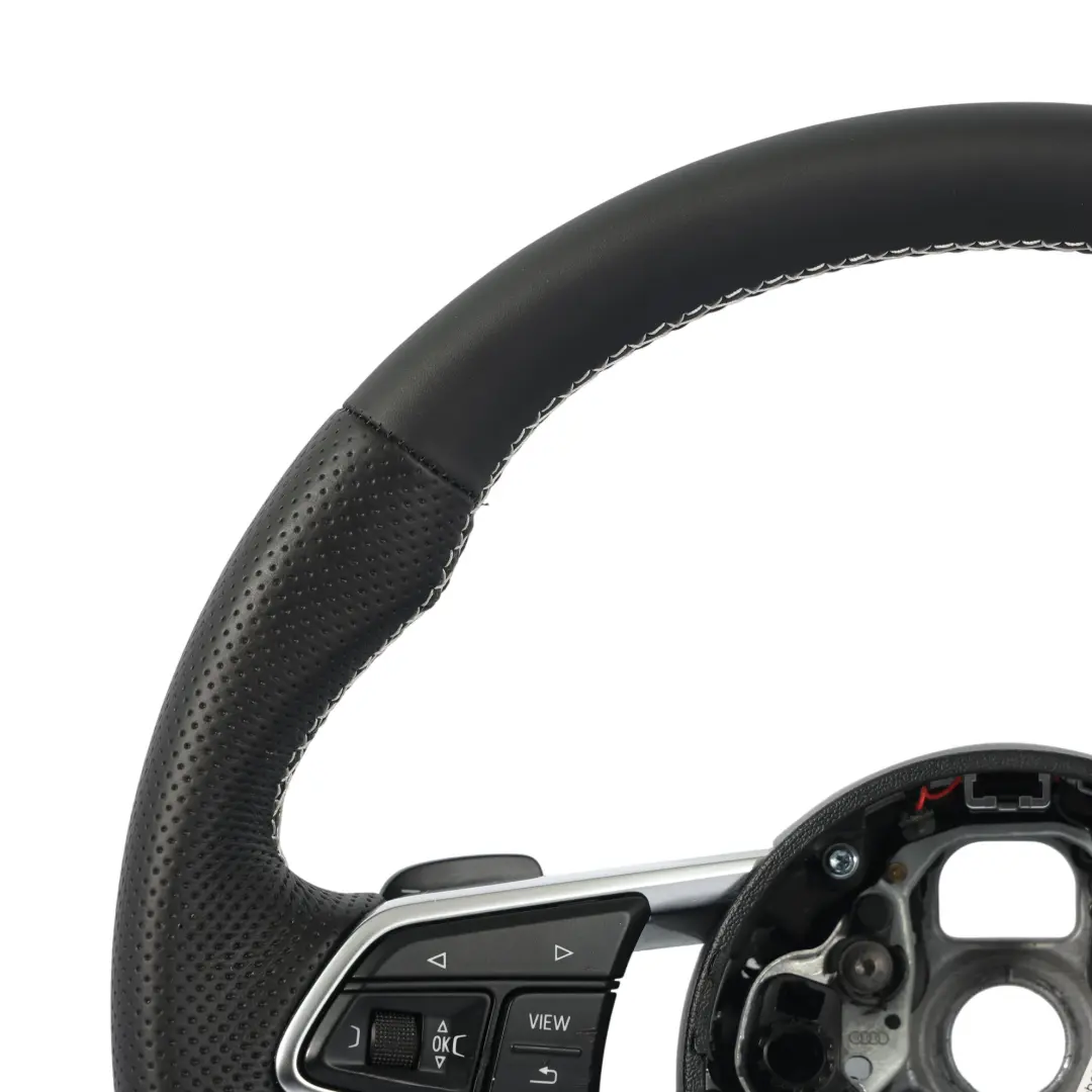 8S S-Line Steering Wheel NEW Black Leather Flat Bottom to Audi TT TTS with Part number 8S0419091AG Audi TT TTS 8S S-Line Steering Wheel NEW Black Leather Flat Bottom - SKU 8S0419091AG-1 - Part number 8S0419091AG