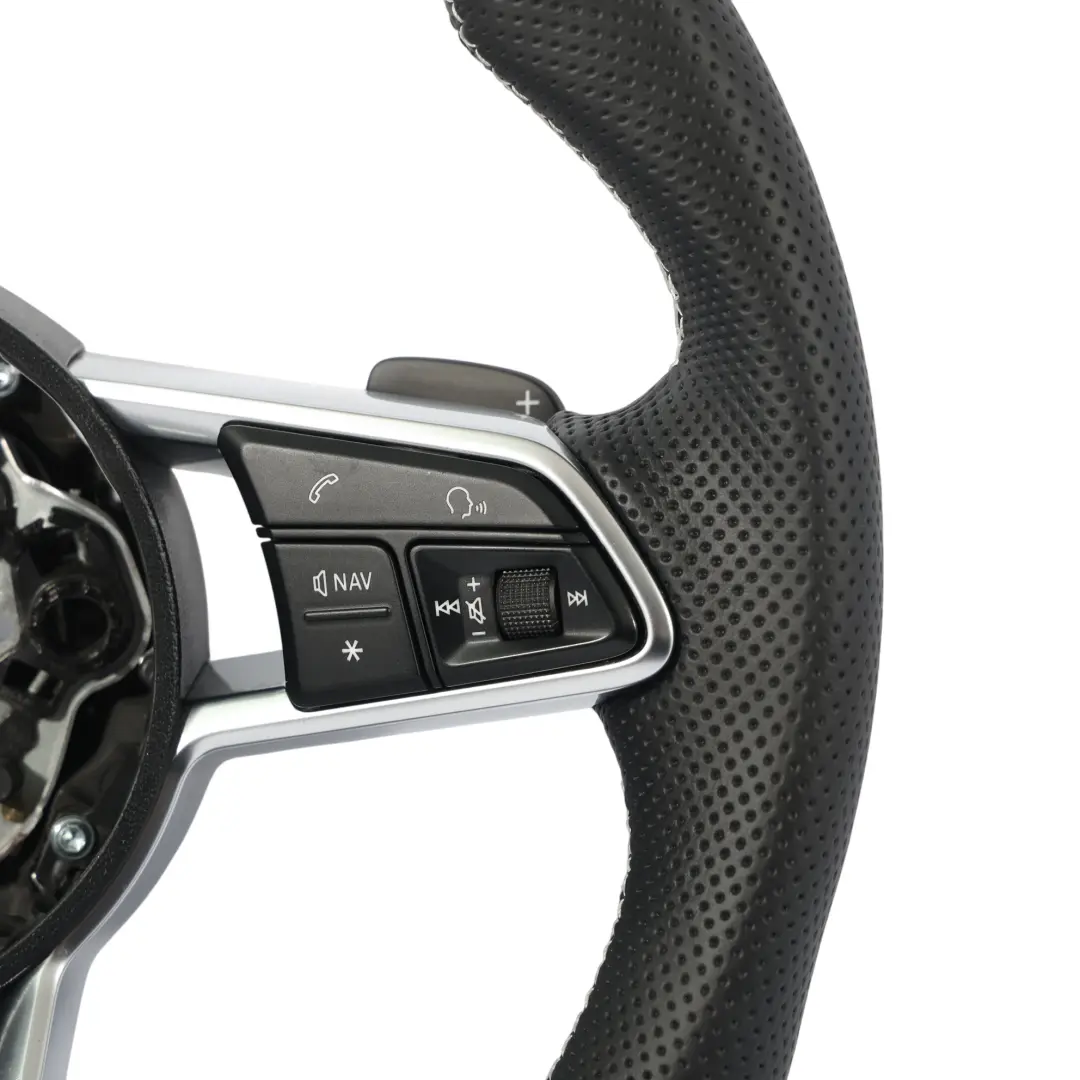 Audi TT TTS 8S S-Line Volante NUOVO In Pelle Nera Fondo Piatto - SKU 8S0419091AG-1 - Numero di parte 8S0419091AG