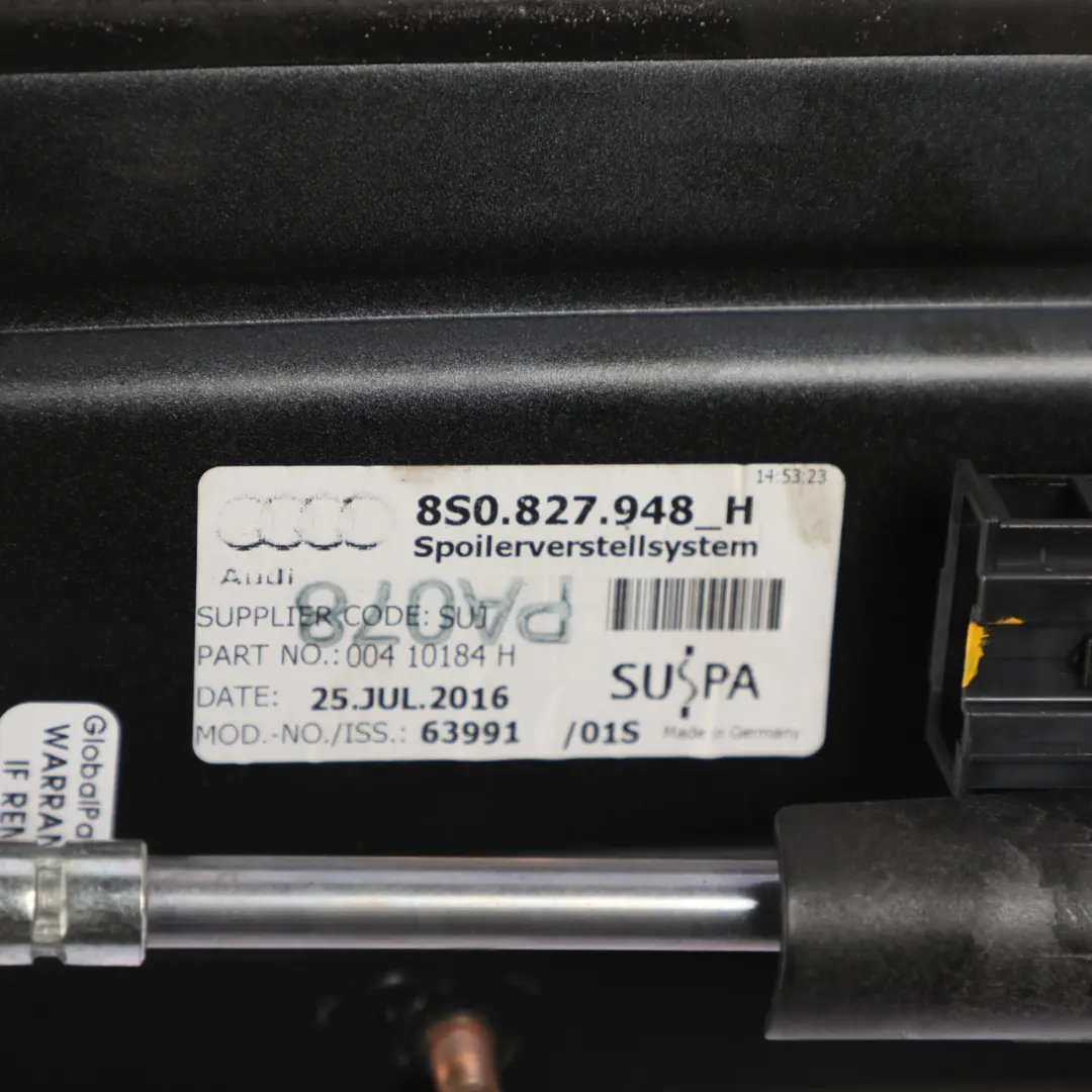 Audi TT FV Rear Electric Motorised Spoiler Mechanism Scuba Blue - X5Q - SKU 8S0827934C-SCB - Part number 8S0827934C