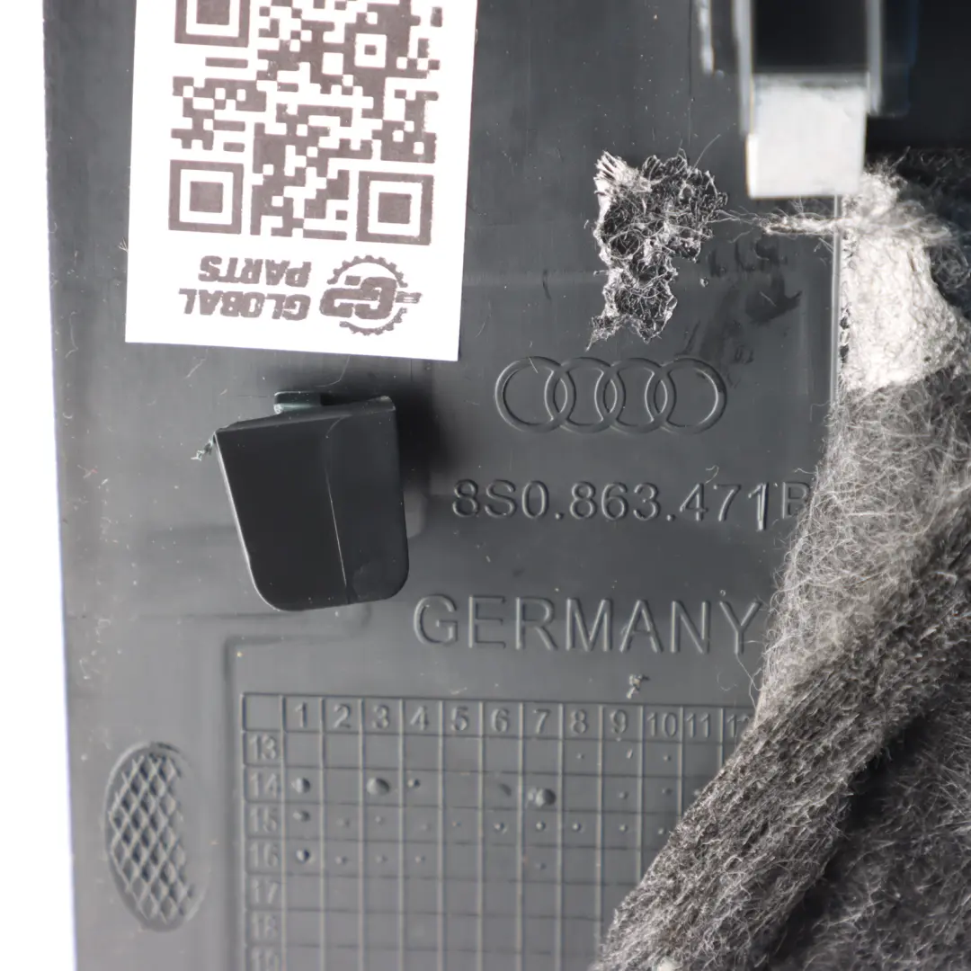 8S Tailgate Lock Boot Lid Covering Trim Panel Liner Black to Audi TT with Part number 8S0863471 Audi TT 8S Tailgate Lock Boot Lid Covering Trim Panel Liner Black - SKU 8S0863471 - Part number 8S0863471