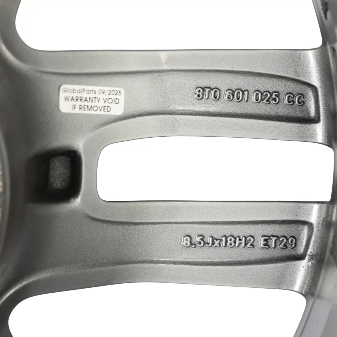 Jante Alliage Léger Gris 18" 8,5J ET:29 pour Audi A5 8T à propos du numéro de pièce 8T0601025CC Audi A5 8T Jante Alliage Léger Gris 18" 8,5J ET:29 - SKU 8T0601025CC-5 - Numéro de pièce 8T0601025CC