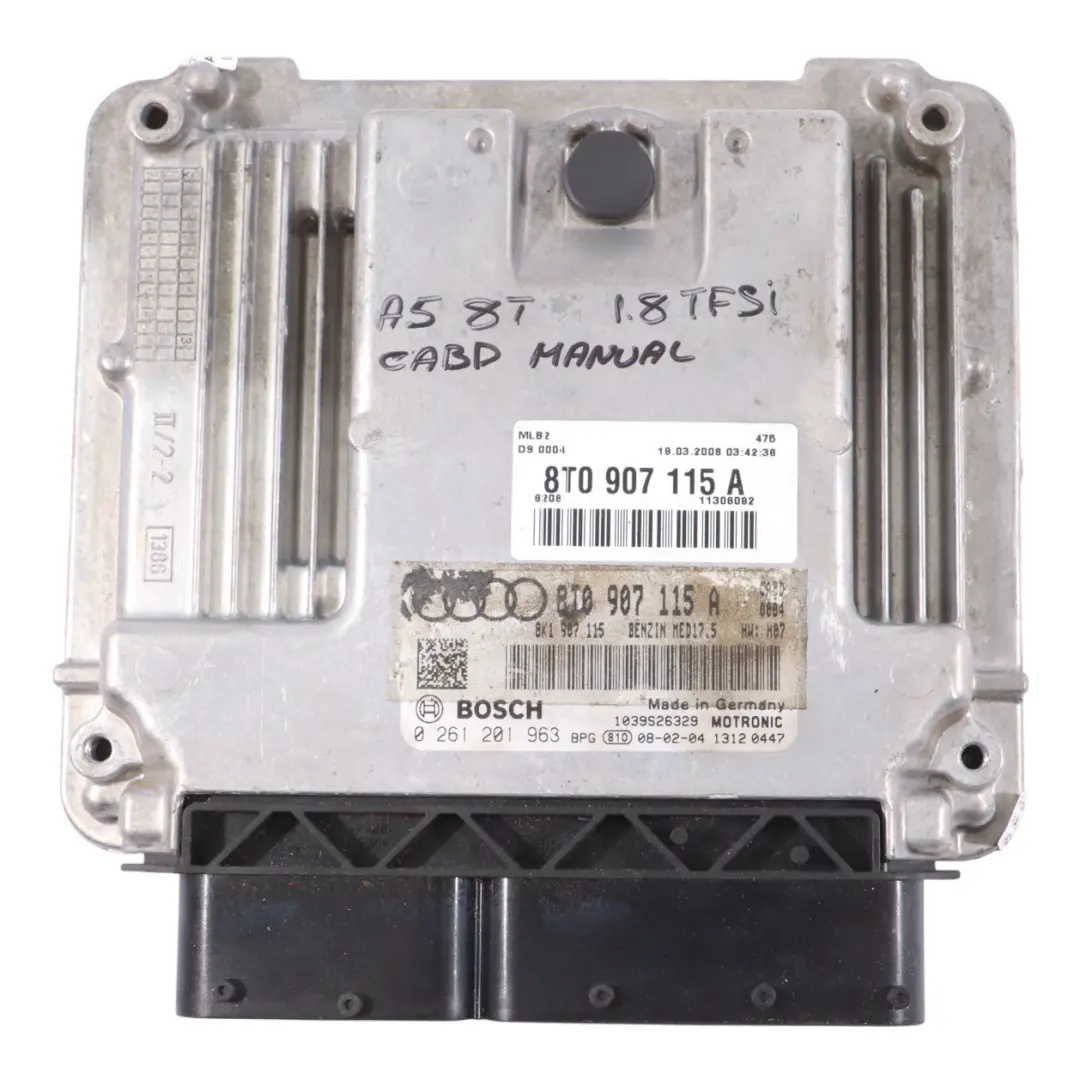 Audi A5 8T Sterownik Silnika ECU 1.8 TFSI CABD 170KM Manual - SKU 8T0907115A - Numer Części 8T0907115A