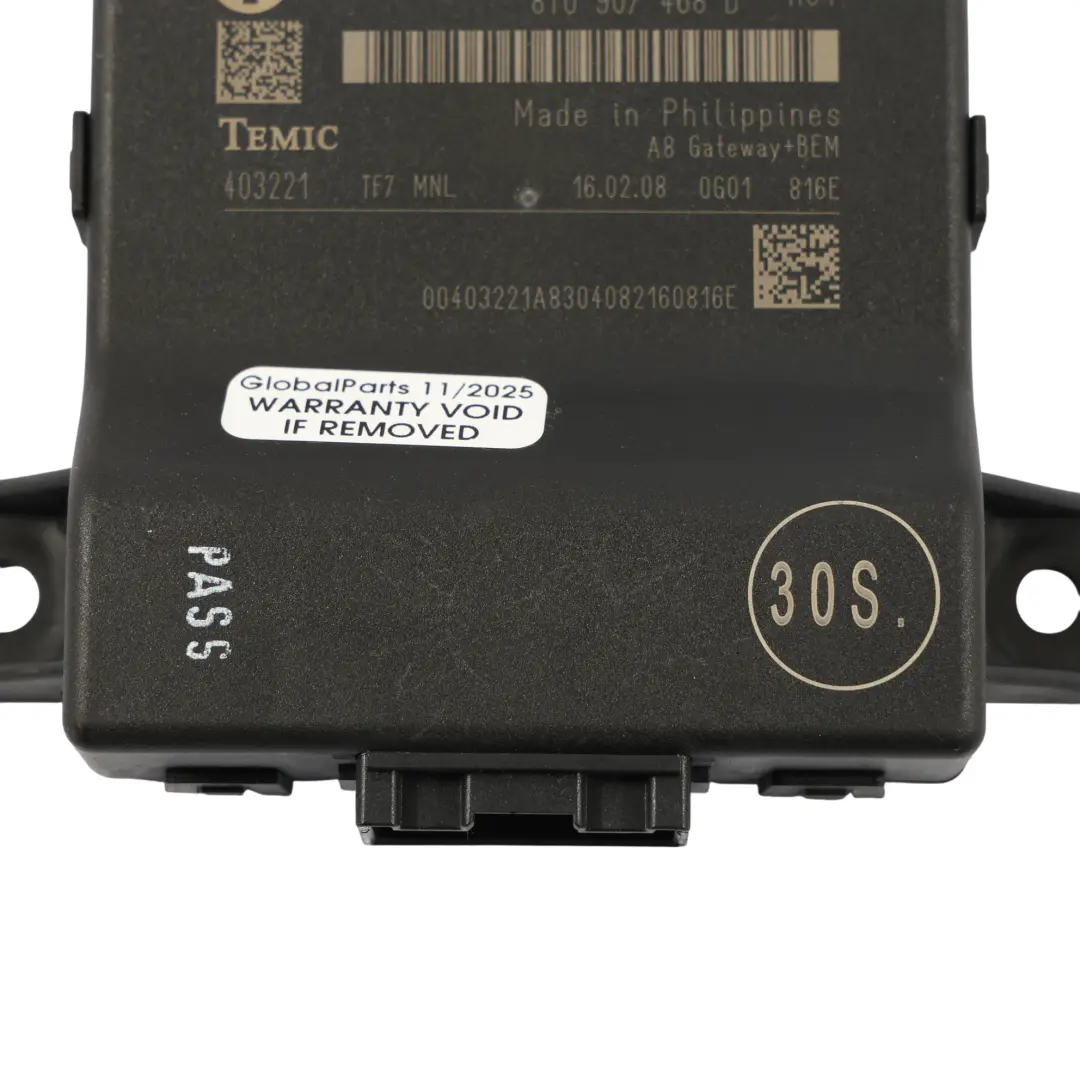 Audi A4 B8 A5 8T Gateway Interfaz Diagnóstico Control Módulo ECU 8T0907468R - SKU 8T0907468D - Número de pieza 8T0907468D