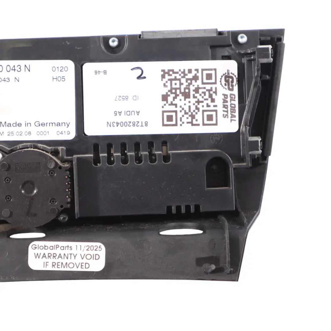 Audi A5 8T A/C Air Condition Digital Heater Climate Control Panel - SKU RHD-8T2820043N - Part number 8T2820043N