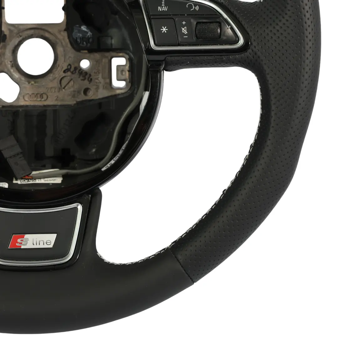 Steering Wheel S Line NEW Black Leather White Threads to Audi Q3 8U with Part number 8U0419091R Audi Q3 8U Steering Wheel S Line NEW Black Leather White Threads - SKU 8U0419091R-1 - Part number 8U0419091R